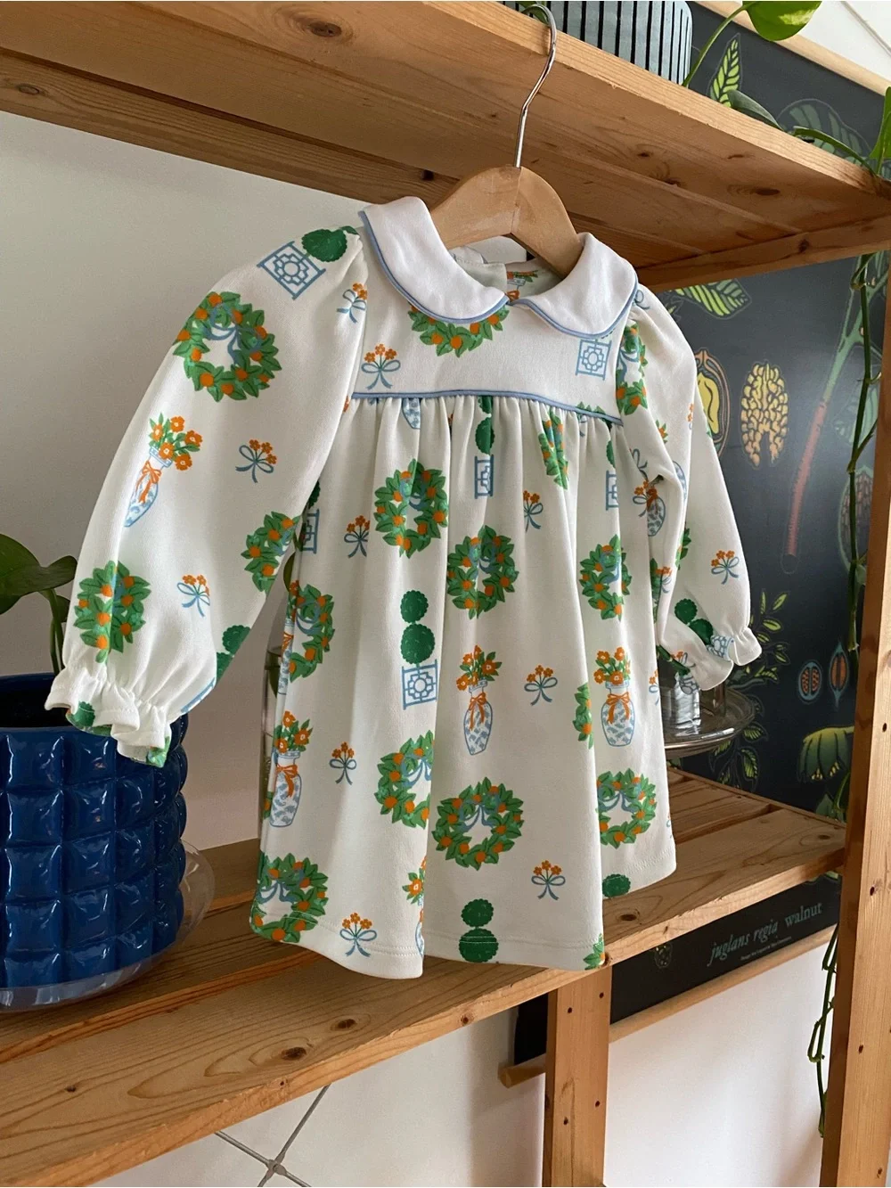 TBBC The Beaufort Bonnet Company Maerin Fitz Frock Dress White Blue 6-12 months